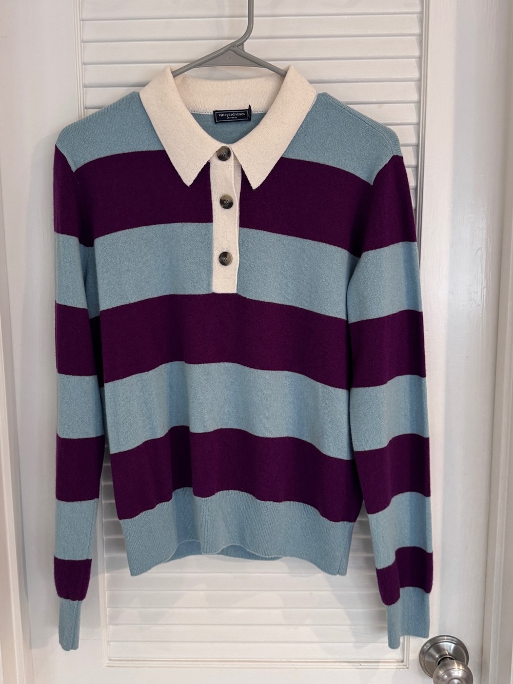 Vineyard Vines 100% Super Soft Cashmere Striped Rugby Polo Sweater